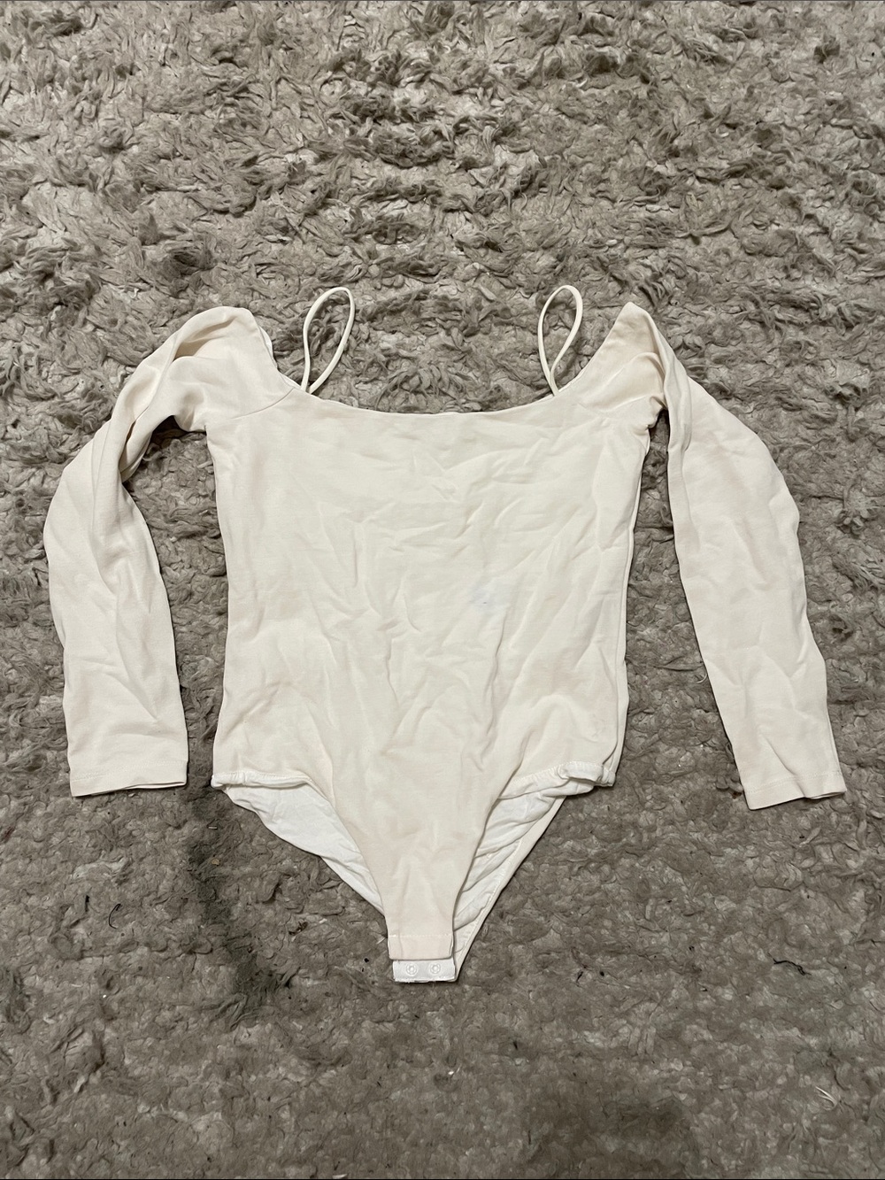 All Saints Cream Off-Shoulder Long Sleeve Kids Bodysuit